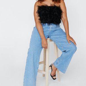 Black Feather Bandeau Top